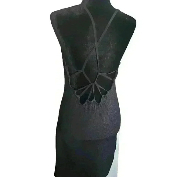 Urban Outfitters Womens Black Tyra Textured Strappy Back Mini Dress XL - Picture 7 of 14